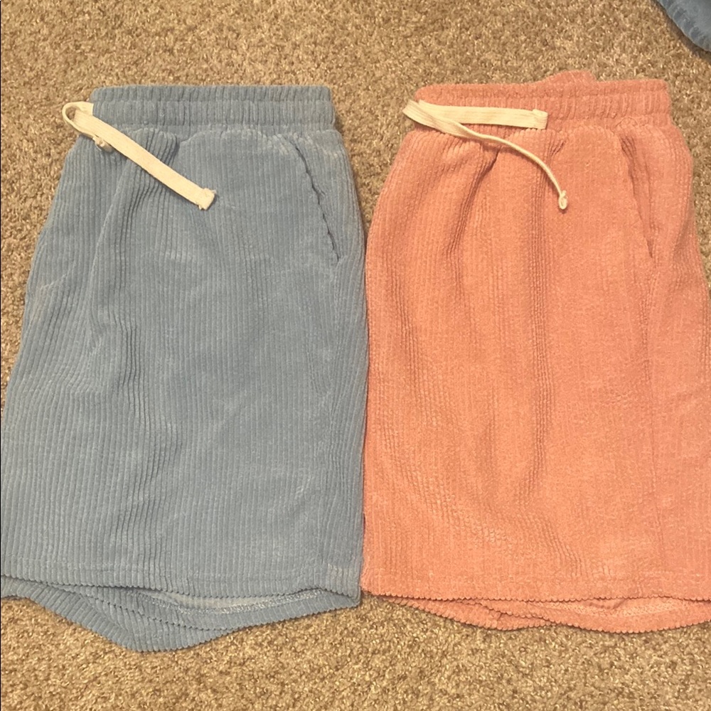 Men’s Blue and Pink Corduroy Shorts Set